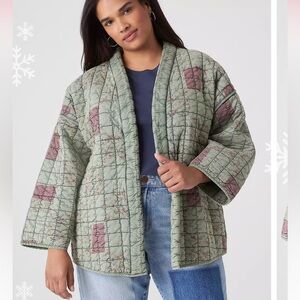 Lane Bryant Quilted Cotton Kimono in Olive